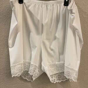 BloomChic Ivory Slip Shorts with Lace Detail